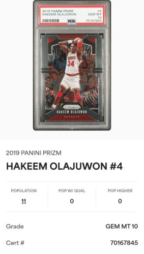 2019-20 Panini Prizm Hakeem Olajuwon Graded PSA 10 Gem Mint π POP 1