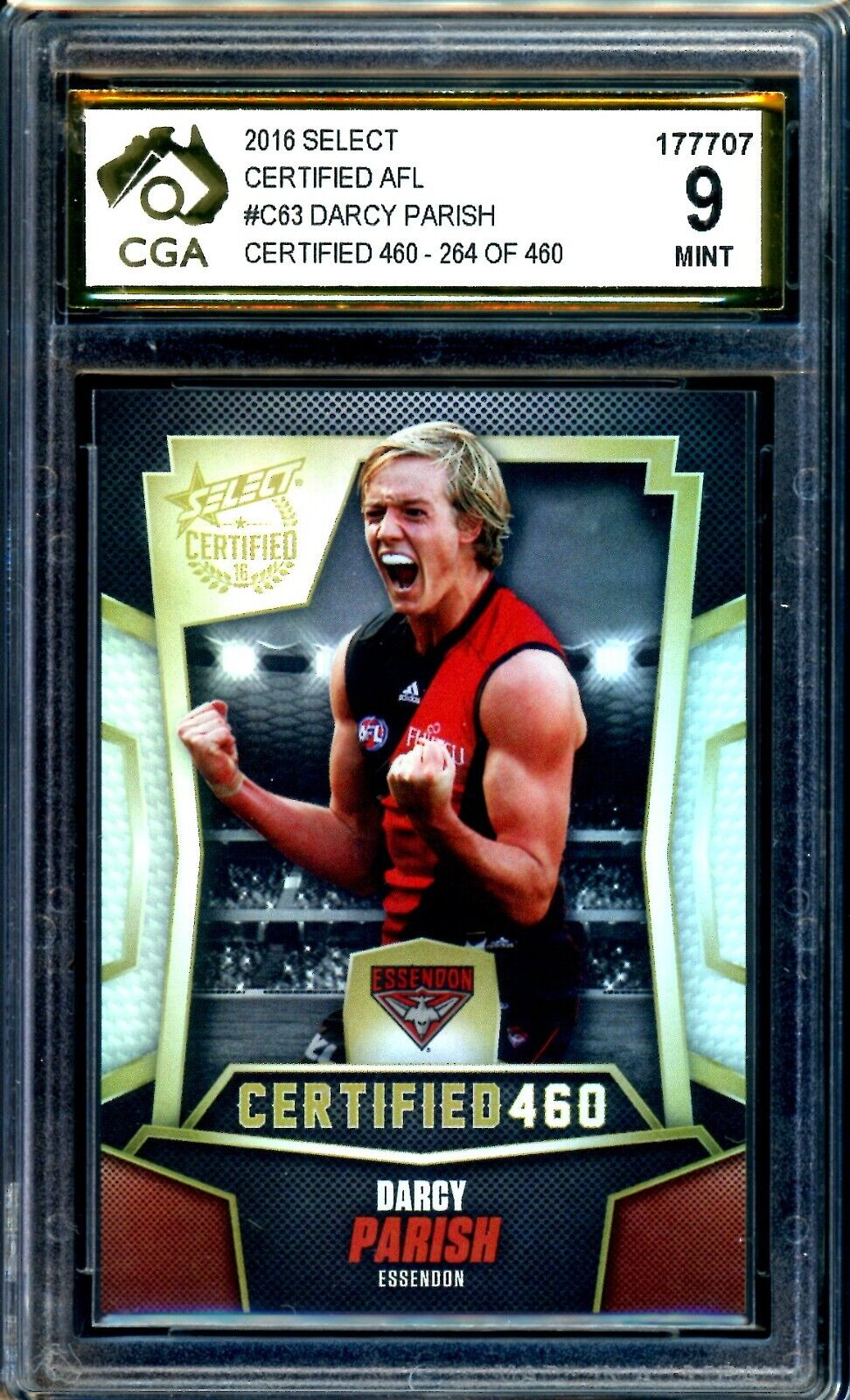 2016 Select Certified AFL Certified 460 Darcy Parish ROOKIE Graded CGA 9