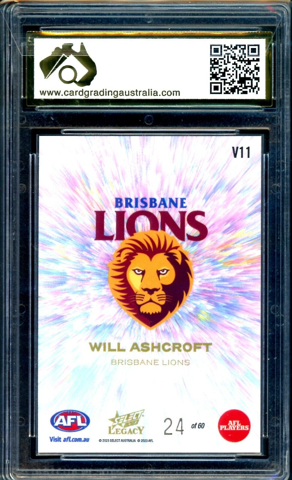 2023 Select AFL Legacy VORTEX Will Ashcroft ROOKIE CARD Graded CGA 9